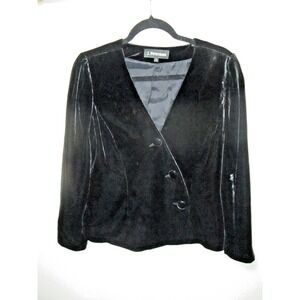 J. Peterman Blazer Size 6 Black‎ Silk Rayon Romantic Whimisgoth Collarless